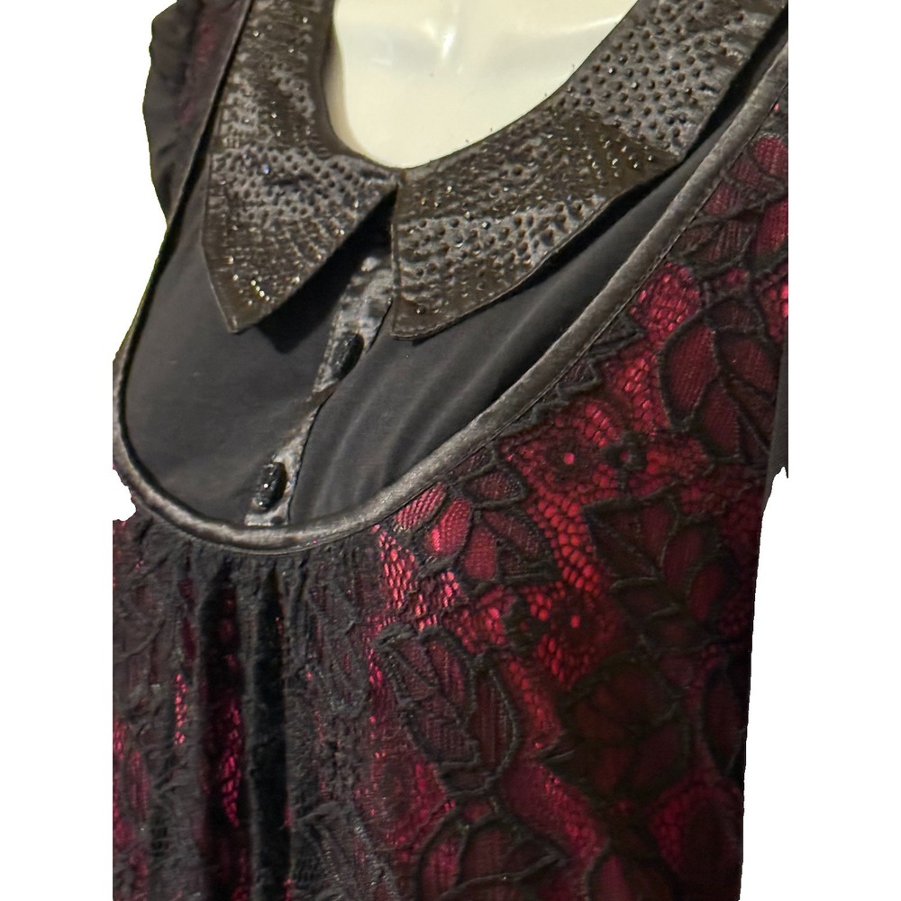 D. S. Fashion Party Evening Jeweled Collar Dress SZ‎ 8 Hot Pink Black